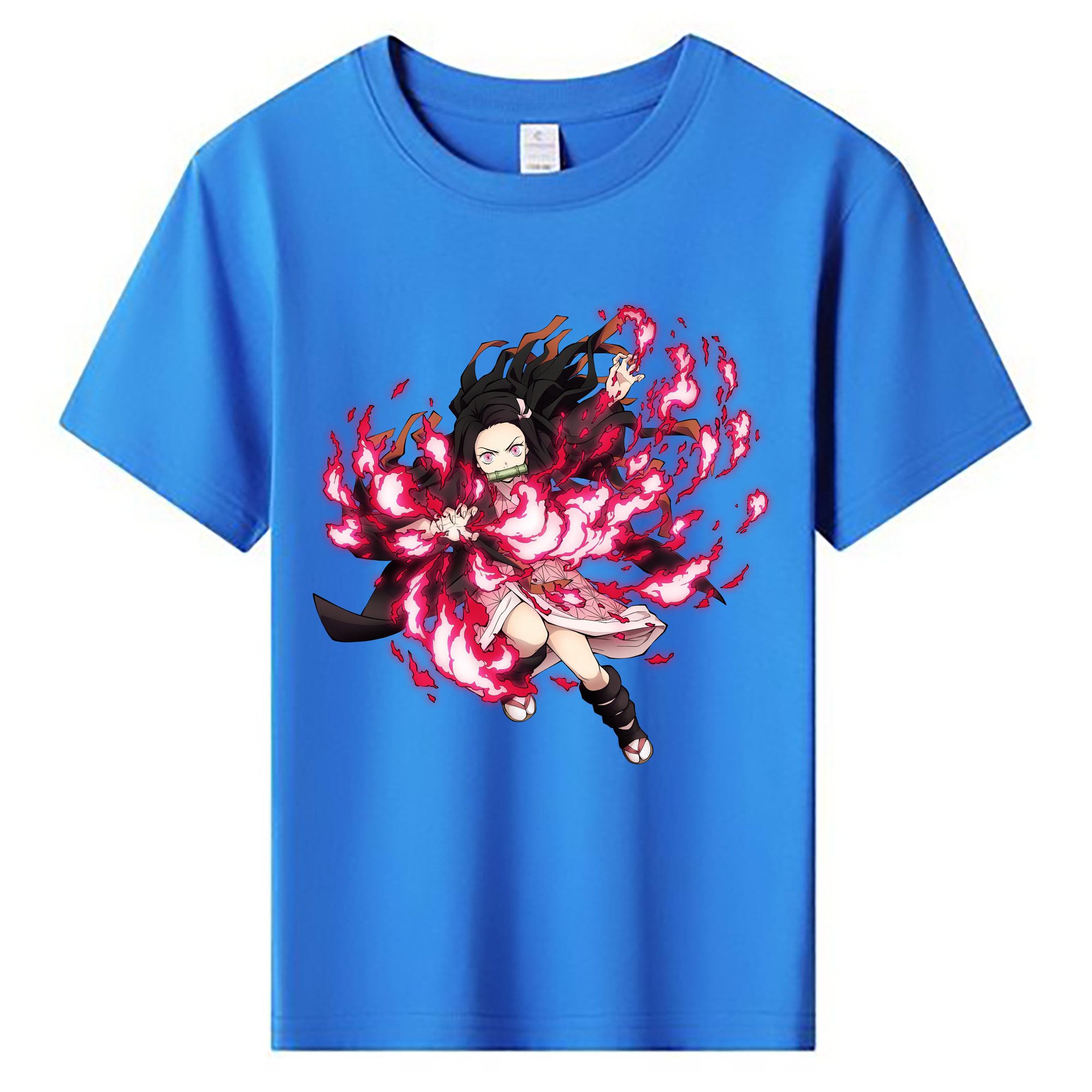 （画像用） 鬼滅の刃（きめつのやいば）竈門 禰󠄀豆子／かまど ねずこ Kamado Nezuko 綿100％キッズTシャツ（フロントプリント）